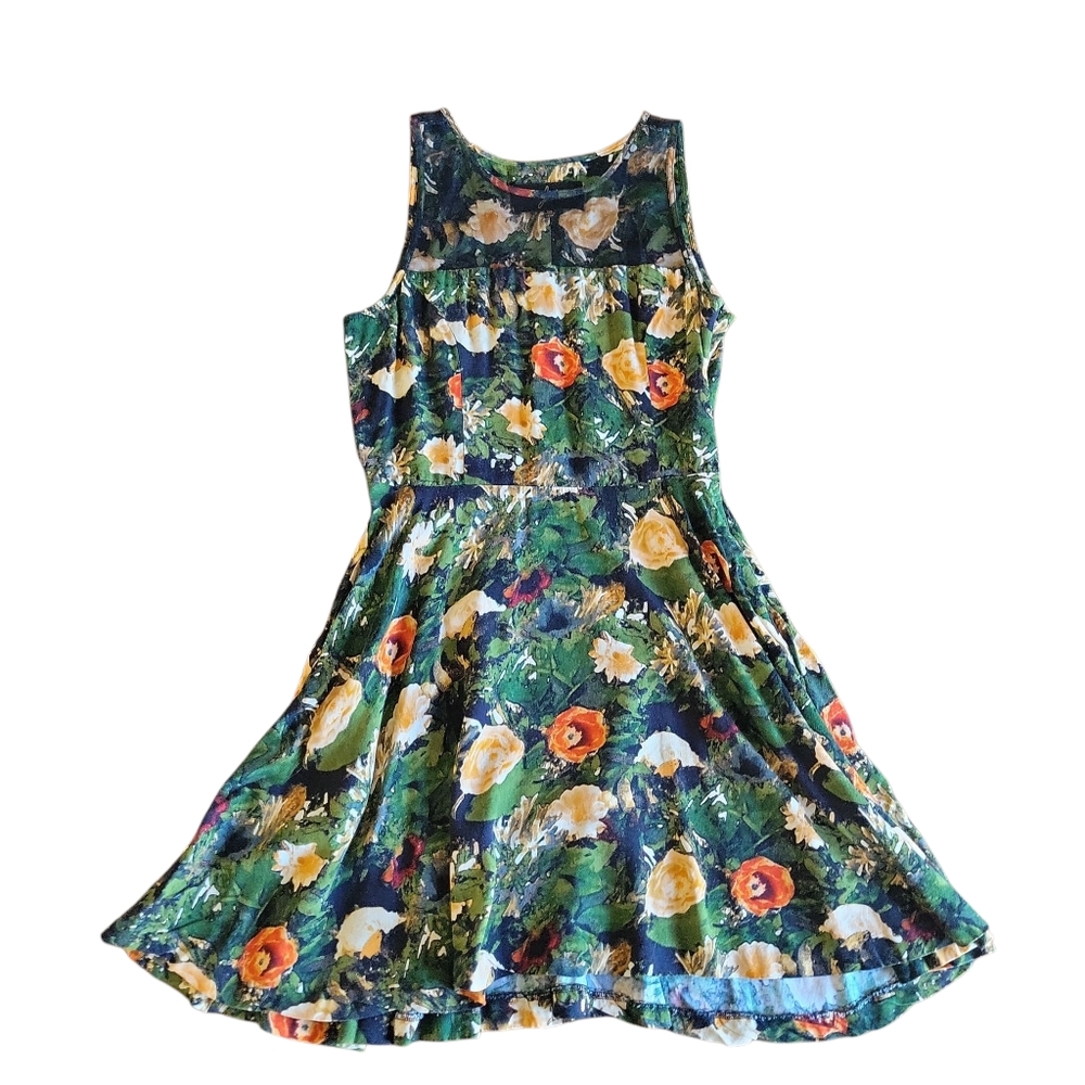 Jack by BB Dakota Green Floral Mini A-Line Skater Dress Junior's Size XS